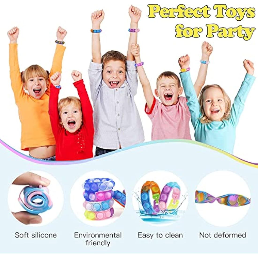 Amyang 40Pcs Party Bag Fillers for Kids - Pop Bracelet Fidget Toys,Bubble Bracelets Sensory Party Favours Set for Kids Boys Girls Toddlers Christmas Party Favors Stocking Stuffers Gifts