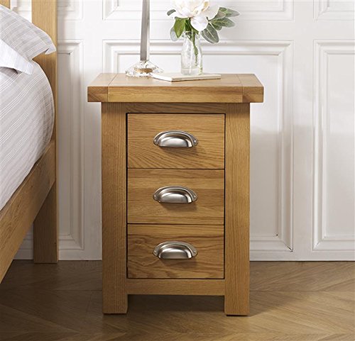 Birlea Woburn Small 3 Drawer Bedside, Wood, Oak, 32 x 42 x 57 cm