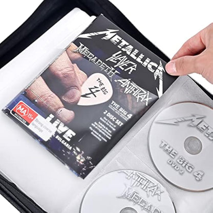 LIOVODE DVD Case 200 DVDs and 100 Booklets Capacity, Storage CDs with Booklet Inserts Media Organizer Holder Black CD Wallet for Home and Car