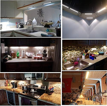 AlBOO Under Cabinet Kitchen Lights Wired LED 6000K Dimmable,28cm Under Cupboard Kitchen Lights 12V Plug in with Mains,Ultra Thin Fixture Under Couter Lights Display Lights for Cabinet Cupboard 4 Pack