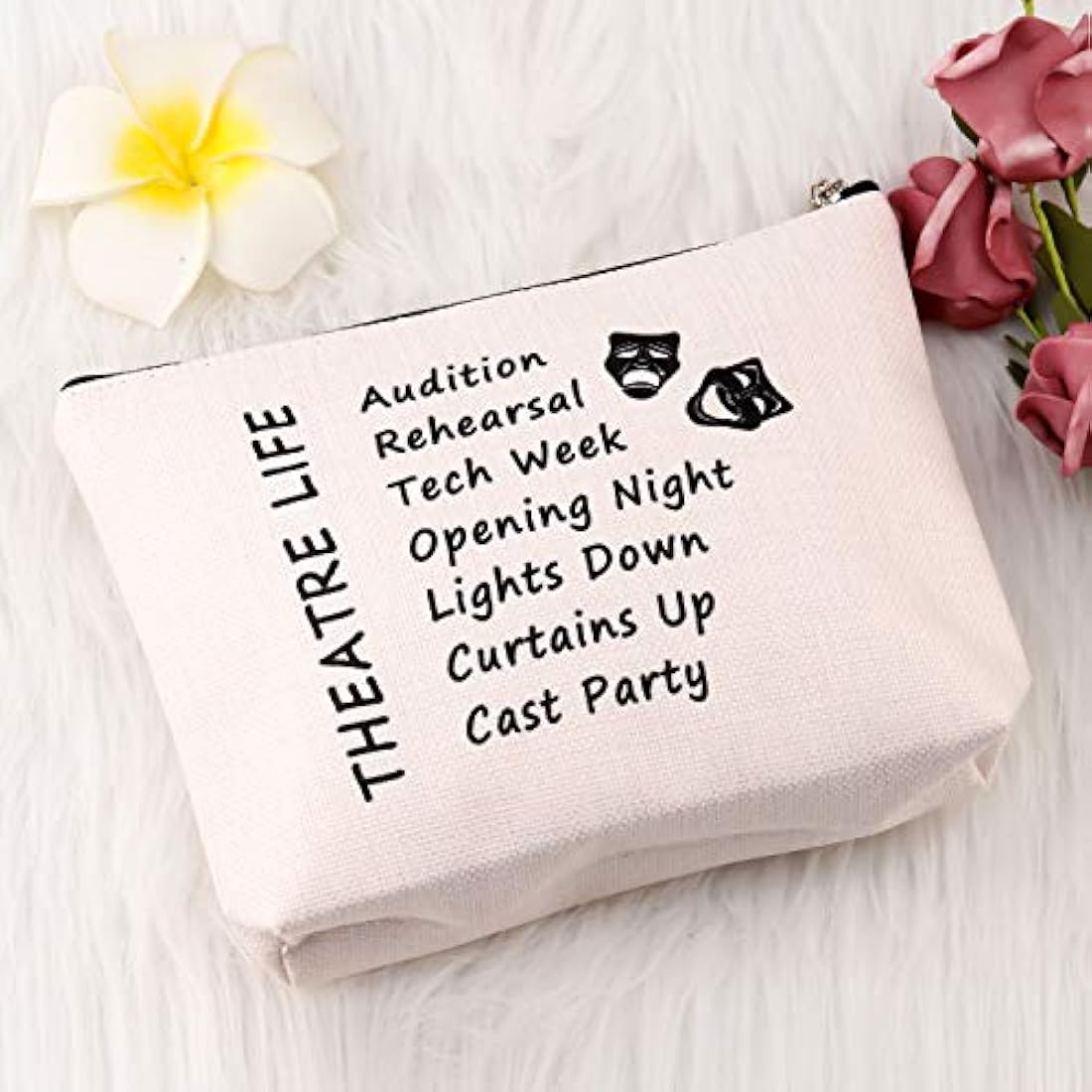 PXTIDY Theatre Life Makeup Bag - Drama Theater Gifts for Actor Actress - Cosmetic Pouch (Beige)
