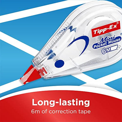 Tipp-Ex Mini Pocket Mouse Plastic Tape - Box of 10 - Ideal-Quality, 6 m, Tear-Resistant Tapes with Smooth Glide, White