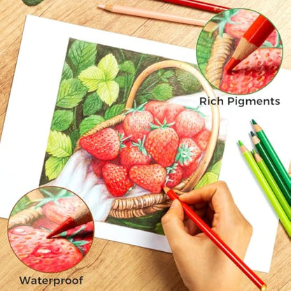 Ohuhu Colouring Pencils, 72 Blendable High Pigmentation Soft and Thick Core 4mm Oil-based Lead Coloured Pencils for Professionals Artists Adults Students Drawing Sketching Portrait - Halawa Series