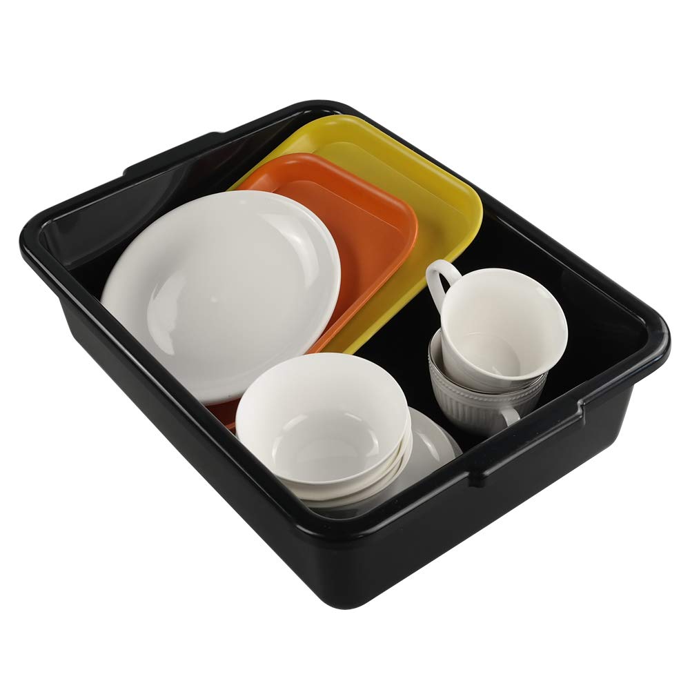 Teyyvn 13 L Plastic Bus Box, Commercial Wash Basin Tote Box, 4-Pack, Black
