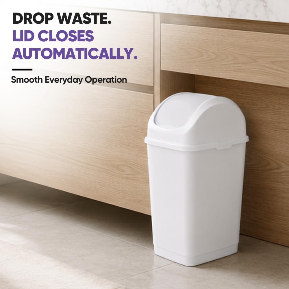 Superior Performance Inc 2.6 Gallon Small Slim Trash Can (White)