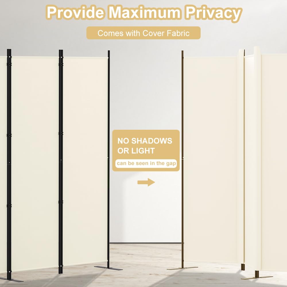 Kokorona Folding Room Divider 4 Panel, Portable Privacy Screen for Home Office, Partiton Wall Room Divider for Room Separation, Included-Cover Strips