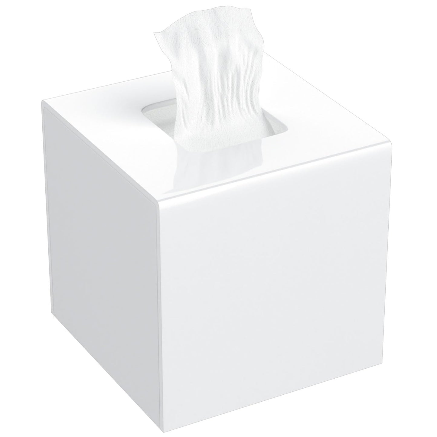 AITEE Acrylic Tissue Box Cover: White Square Tissue Holder Napkin Dispenser for Home Bathroom Kitchen Bedroom Office Coffee Table Restaurant