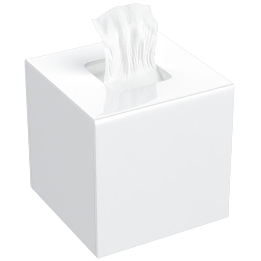 AITEE Acrylic Tissue Box Cover: White Square Tissue Holder Napkin Dispenser for Home Bathroom Kitchen Bedroom Office Coffee Table Restaurant