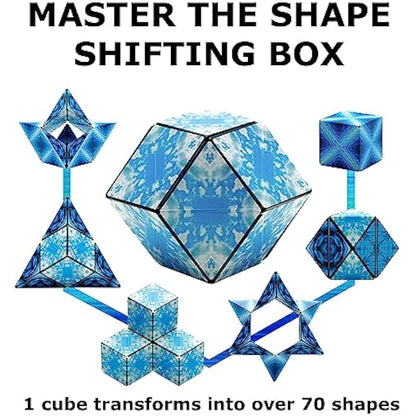 SHASHIBO Shape Shifting Box - Award-Winning, Patented Fidget Cube w/ 36 Rare Earth Magnets - Transforms Into Over 70 Shapes (Blue Planet)
