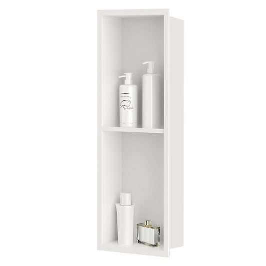 sunrik Shower Niche, Embedded Shower Niche Stainless Steel, Shower Niche with Shelf 20?60?10 cm, Warm white