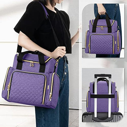 Luxja Travel Makeup Bag with 2 Removable Cases, Cosmetic Bag with Multiple Storage Sections (Patent Pending), Purple