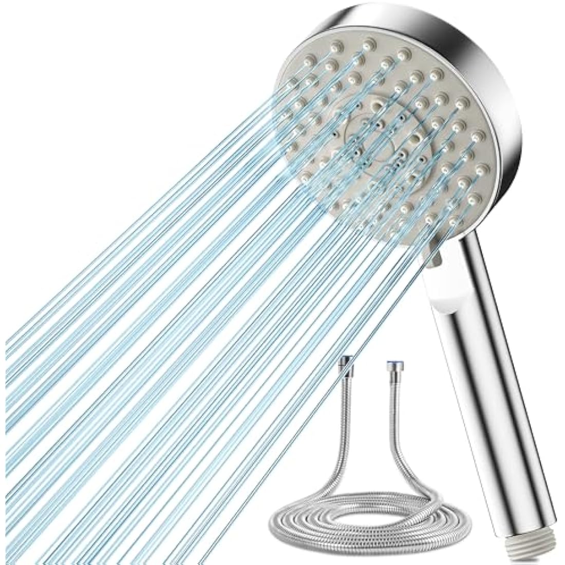 Shower Head and Hose 2M, Magichome Shower Head High Pressure with 5 Spray Modes, Turbocharged Design Power Showerhead for Low Water Pressure