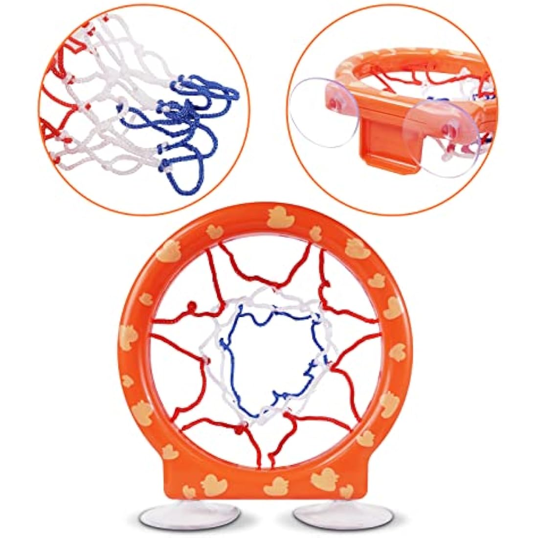 Vicloon Bath Basketball Hoop & Balls Set - 5 Balls Included, Bathtub Basketball Hoop with Strong Suction Cup, Fun Toddler Bath Toys