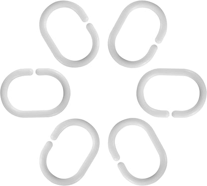 Plastic Shower Curtain Rings Hooks for Bathroom Shower Window Rod 24 Pack White