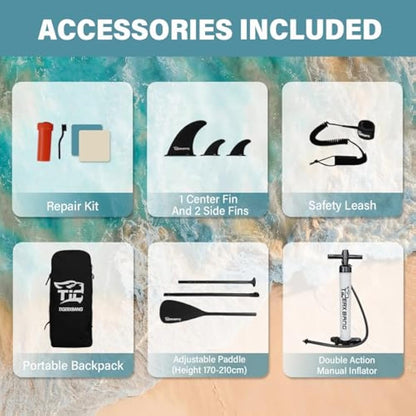 TIGERXBANG Inflatable Stand Up Paddle Board 11'6"/11'/10' with SUP Board Accessories, Versatile Premium Paddle Boards for Adults/Youth, Inflatable Paddle Board Polar/Wave/Sunny Wave Collection