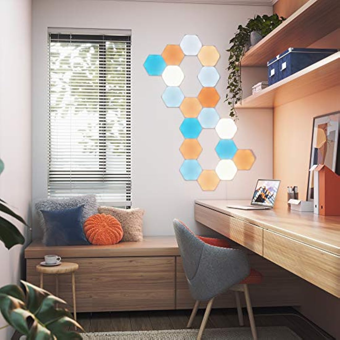 Nanoleaf Shapes Hexagon Starter Kit, 15 LED Smart Light Panels - Dimmable & Modular Wi-Fi Wall Mood Lights, Works with Alexa Google Assistant Apple Homekit, for House Room Decor or Desk