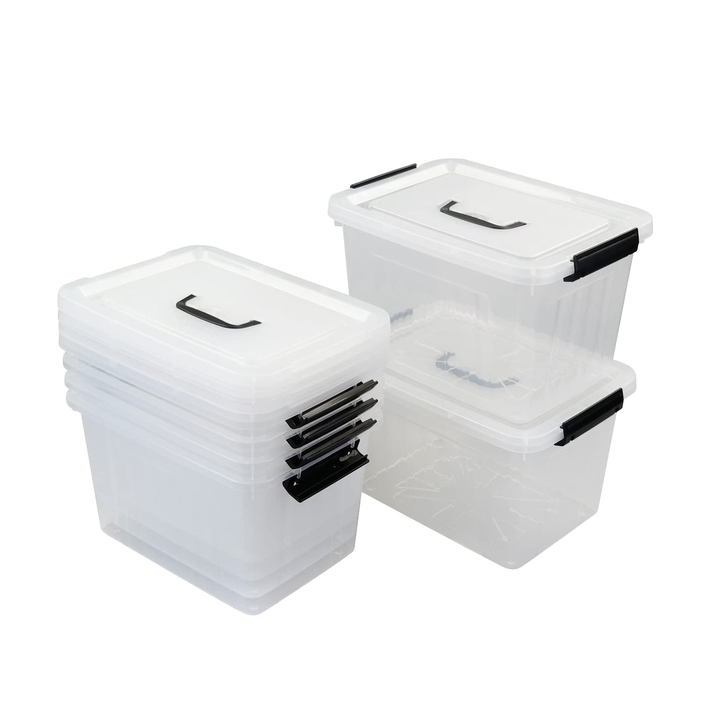 Afromy 12 Litre Storage Box with Handle and Lid, Set of 6 Storage Bin