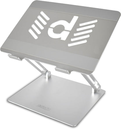 Deflecto Folding Adjustable Height Aluminium Laptop Stand Design' Vented Platform suitable for Laptops up to 17" in Silver