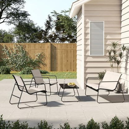 Grand patio Conversation Sets 4 Pieces, Garden Table and Chairs, mesh sling Material, Waterproof, Breathable, Garden Furniture Sets for Outdoor, Backyard, Poolside Beige