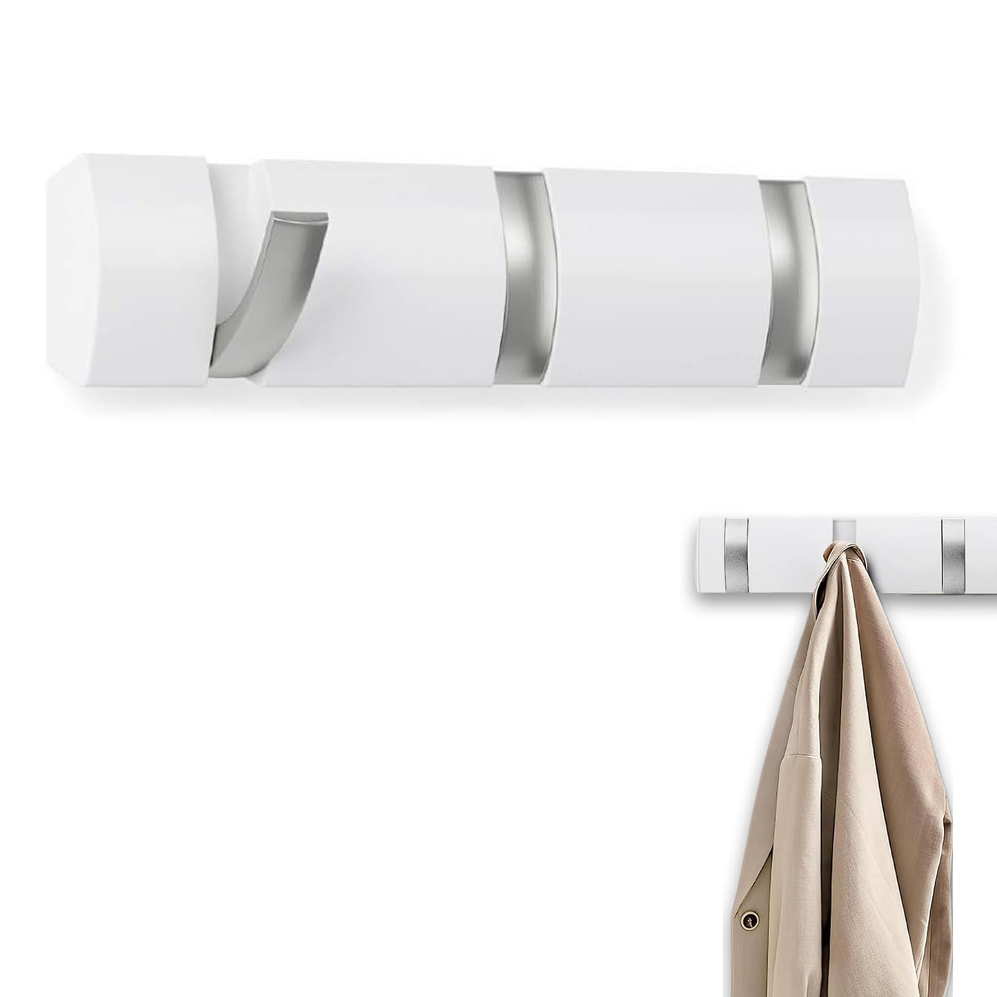 AONAT Coat Hooks Wall Mounted,Self-Adhesive Modern Wall Hooks,Modern Wall Coat Rack with 3 Hooks,Folding Metal Wall Hooks for Hanging Towel Clothes