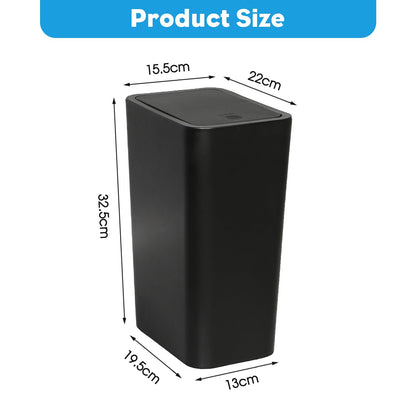 Yeqqzq 10L Bedroom Bin with Garbage Bag, Touch Top Bathroom Bin with Lid