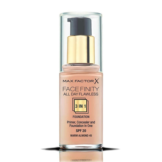 Max Factor Facefinity 3-in-1 All Day Flawless Foundation, SPF 2, Warm Almond 45, 3 ml
