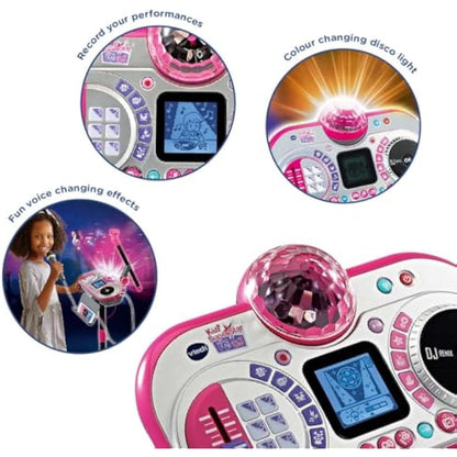 VTech Kidi Super Star DJ, Kids Microphone Toy with Songs and Sound Effects, Microphone and Adjustable Stand with Colour Changing Disco Light, Musical Toy with Games, 6 Years + 531703