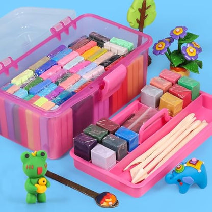 YILAIDA 62 Colors Oven Bake Modeling Clay, Non-Toxic & Safe, Polymer Clay Starter Kit with Sculpting Tools, Crafts Gift for Kids/Beginners/Adults