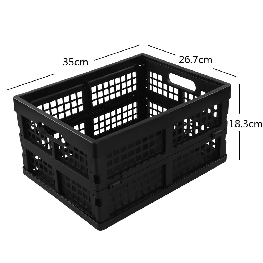 Lesbin 3-Pack 15 L Stackable Storage Baskets, Collapsible Crates, Black