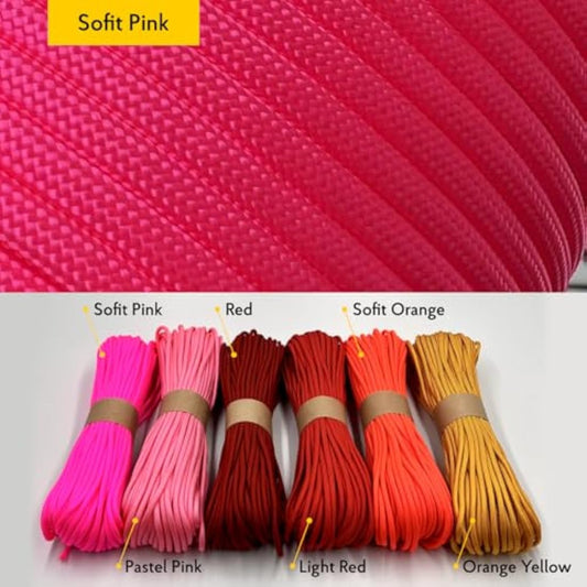 EdcX Paracord 4mm, 35+ Solid Colors (10m, 15m, 30m, 50m, 100m, 300m) | Ideal for Crafting, DIY, Camping, Survival, Outdoor | 100% Nylon Rope 4mm | Tactical Cord 550 Type III