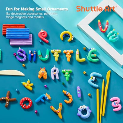 Shuttle Art Polymer Clay, 60 Colours Oven Bake Modeling Clay Kit with 19 Sculpting Clay Tools and Accessories, Non-Stick, Non-Toxic, Ideal DIY Craft for Kids