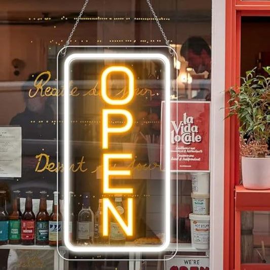 16"x 9" Adjustable Brightness Open Signs for Business, Ultra Bright Lighted Sign Open Powered by USB with ON/OFF, Electric Light up Sign for Stores, Restaurants Offices Retail Shops Window Storefronts
