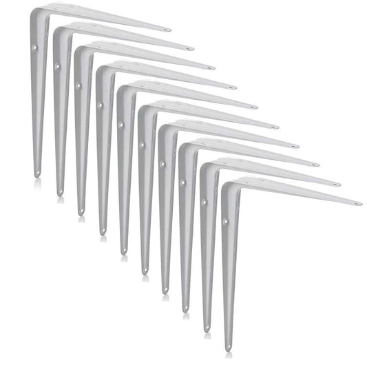 XFORT? London Shelf Brackets, Wall Mounted Shelve Brackets, Shelving Support Brackets, Book Shelf Bracket, Floating Shelve Bracket. [White, 10 Pack]