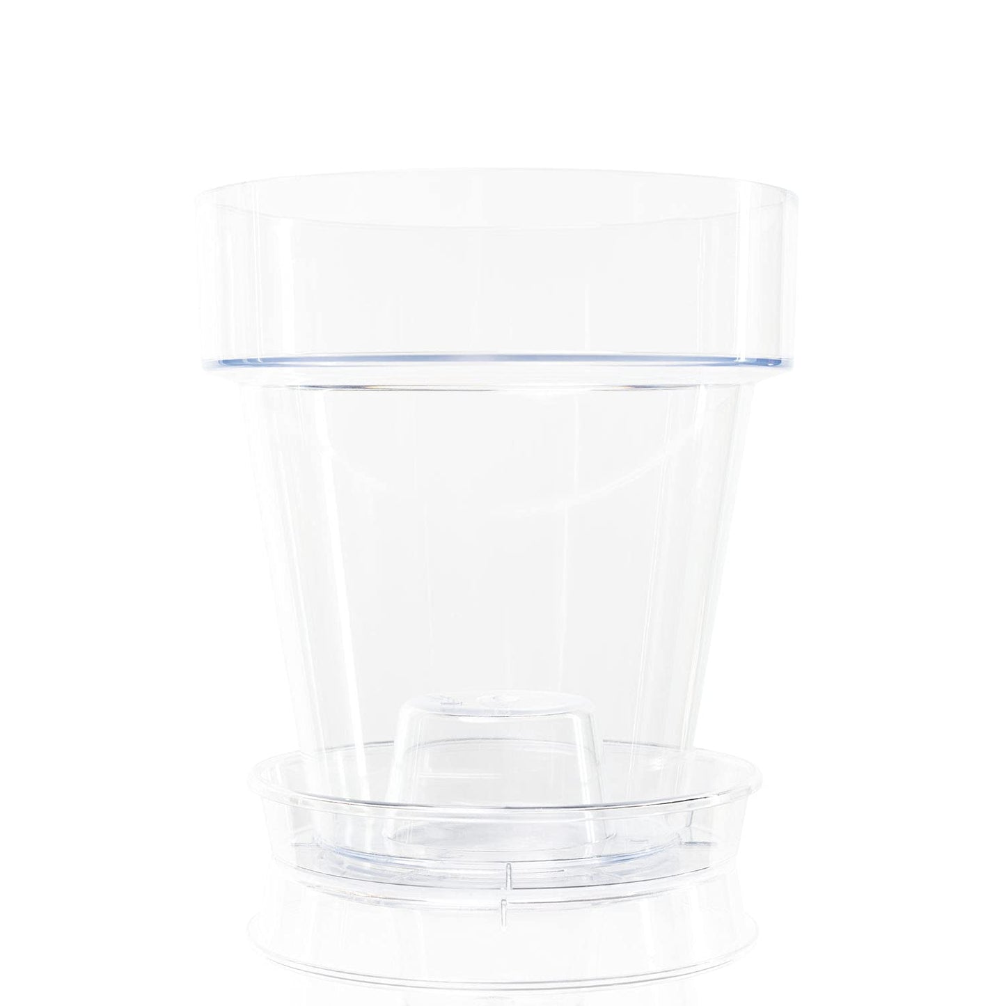 Kalapanta Clear Plastic Orchid Pot with Drainage Holes and Saucer (3, 16 cm Diameter)