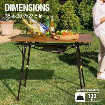 Portal Camping Tables That Fold up 90×53cm Picnic Table Folding Portable with Height Adjustable Legs Collapsible 3ft Aluminium Rollup Outdoor Lightweight Foldable for Beach Fishing Garden BBQ