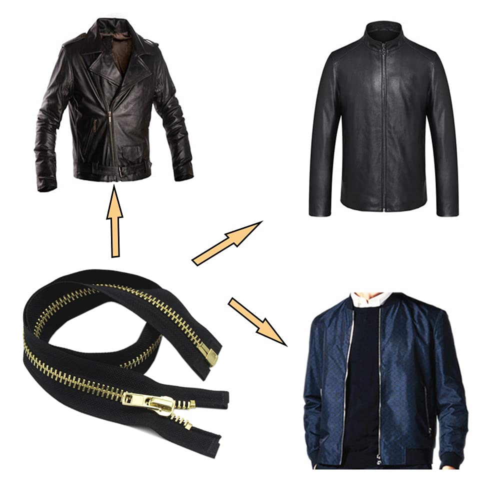 YaHoGa 48 cm #10 Large Metal Zip Separable Zip for Coat, Jacket (Brass)