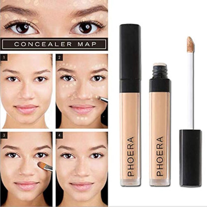 Phoera Full‑Coverage Matte Liquid Concealer – Waterproof, Oil‑Free Camouflage for Dark Circles, Acne Scars & Under‑Eye (106 - Chestnut)
