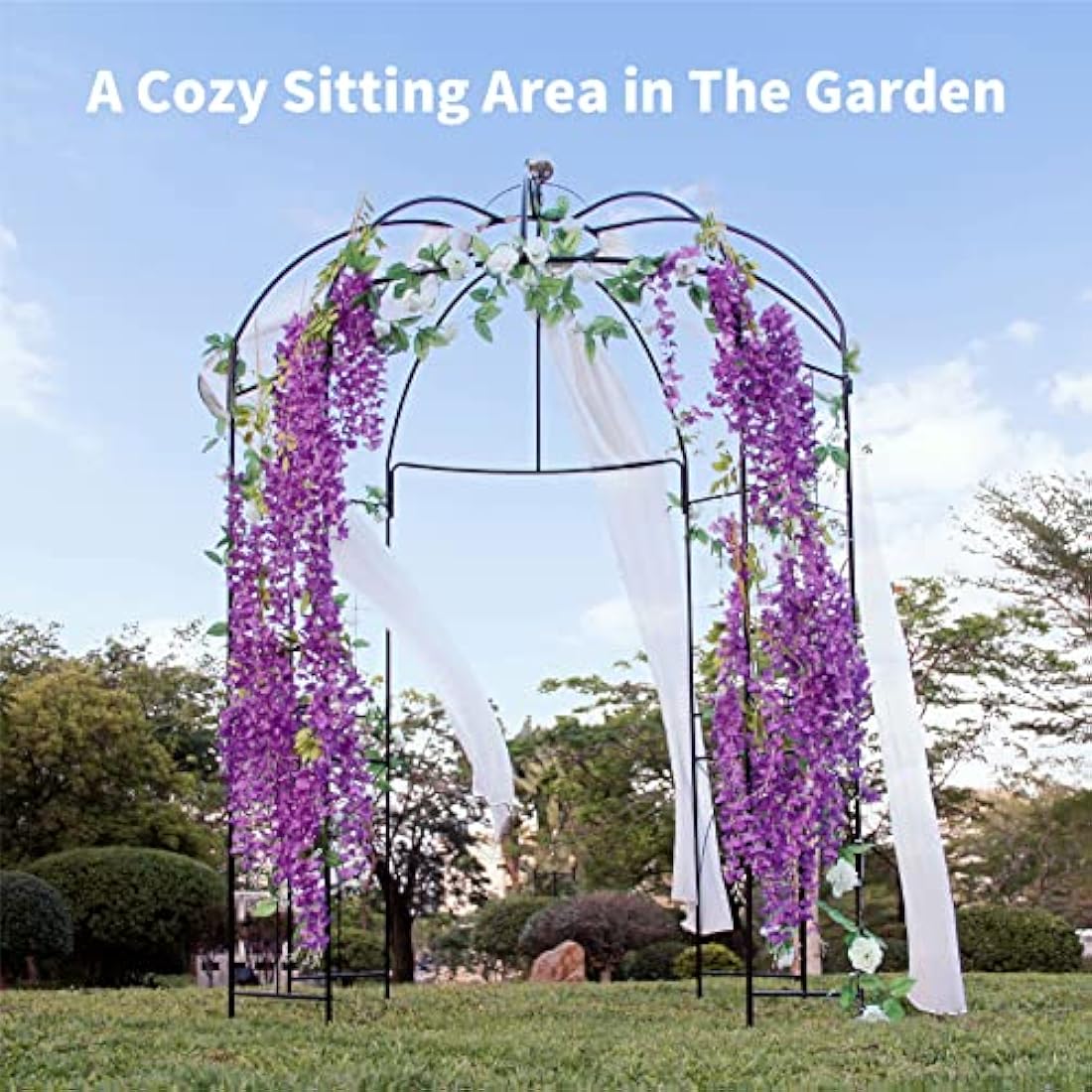 SCENDOR 4-Sided Garden Arbours Birdcage Shape Metal Gazebo Pergola Pavilion 106.7"L x 81.5"H x 81.5"W, Garden Rose Pavilion Arch for Backyard, Lawn, Wedding Decorations Ceremony
