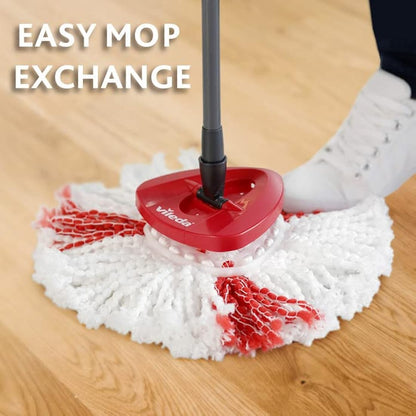 Vileda Turbo Microfibre Mop And Bucket Set, Spin Mop For Cleaning Floors, Set Of 1x Mop And 1x Bucket, Eco Packaging