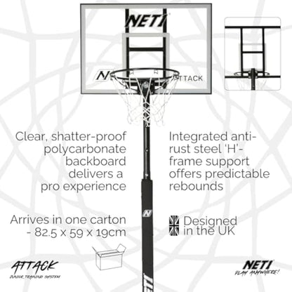 NET1 Attack Youth Portable Basketball System, White