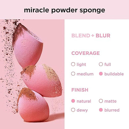 REAL TECHNIQUES New Foam Technology 2 Pack Miracle Powder Sponge for Even Powder Application,1994M
