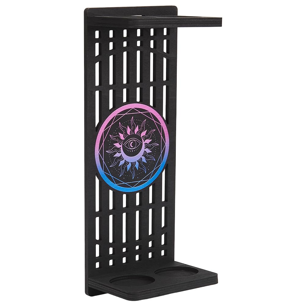 UNICRAFTALE Lightsaber Walls Mount Rack Wood Wall Mounted Sword Racks Black Rectangle Sun Pattern Vertical Lightsabers for Most Lightsaber Displays