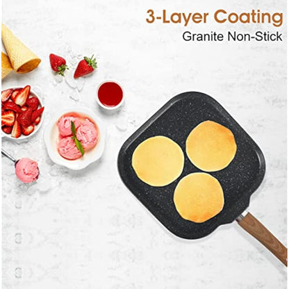 Kitchen Academy Induction Cookware Set-17 Piece Non-Stick Cooking Pan Set, Black Granite Pots and Pans Set