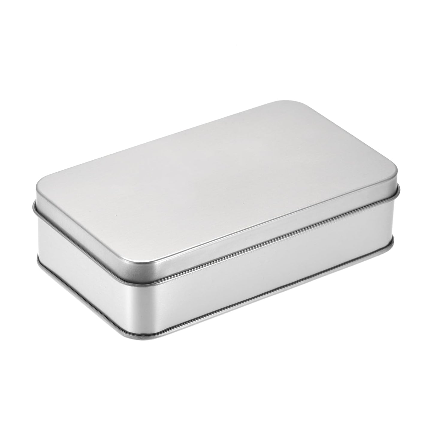 sourcing map Metal Tin Box, 5.31" x 3.15" x 1.38" Rectangular Empty Tinplate Containers with Lids, Silver Tone, for Home Organizer, Candles, Gifts