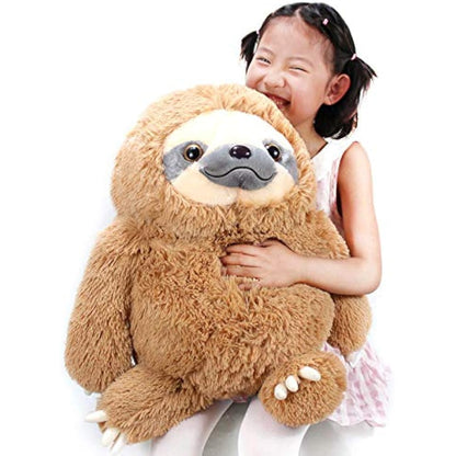 Winsterch Cuddly Stuffed Animal Sloth Toy - Large Teddy Baby Doll for Kids - Plush Sloth Gift for Birthdays (Brown, 20 inches)