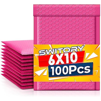 Switory 100pcs Padded Envelopes Pink Bubble Mailers A5 Mailer Bags 6x10In Bubble Envelopes Lined Poly Mailer Self-Seal for Packaging 15.3cmx22.9cm