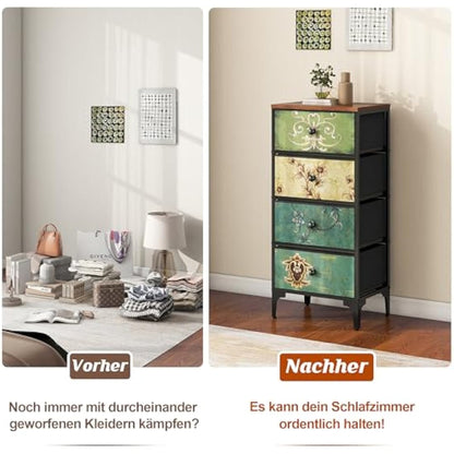 LYNCOHOME Chest of Drawers, Slim Bedroom Furniture with 4 Drawers, Storage Unit for Hallway, Living Room, Entryway, Nursery