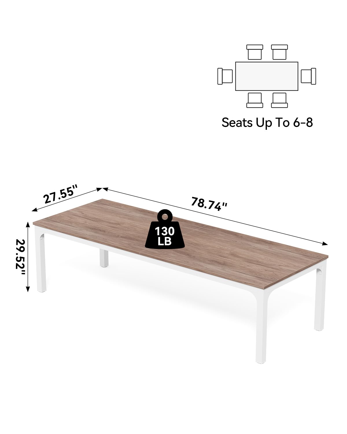 LITTLE TREE Two Person Desk, 78.7 Inches Extra Long Computer Desk, Wooden Large Office Desk with Strong Metal Legs, Double Desks for 2 People