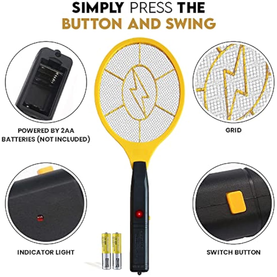 KK'S GLAMS Electric Fly Swatter Bug Zapper Battery Operated Flies killer Indoor & Outdoor Pest Control Mosquito and Insect Catcher Racket