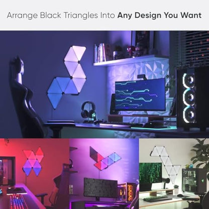 Nanoleaf Shapes Ultra Black Triangle Starter Kit, 9 Smart Light Panels LED RGBW - Modular Wi-Fi Colour Changing Wall Lights, Works with Alexa Google Assistant Apple Homekit, for Room Decor & Gaming